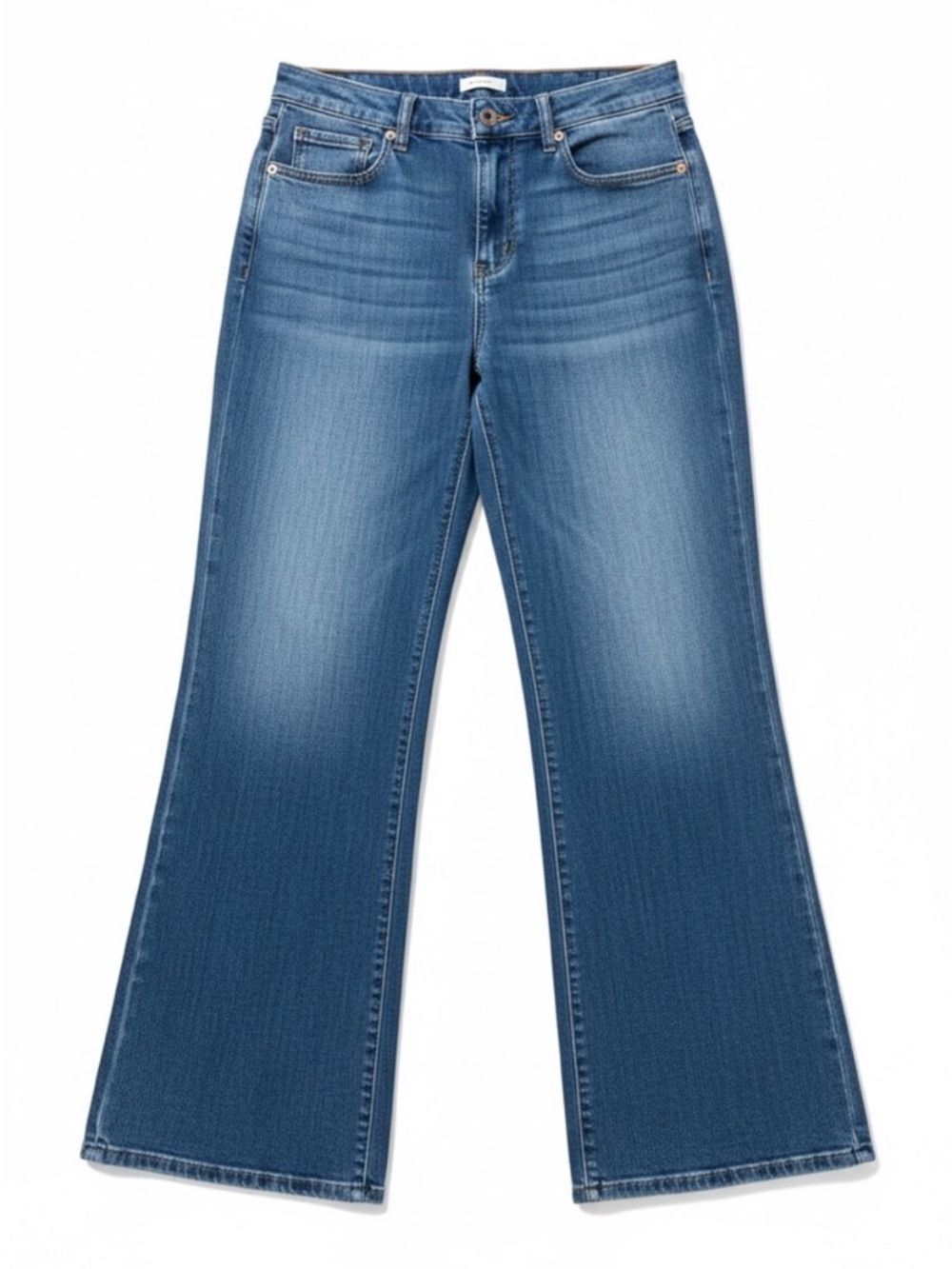 EVEREVE Jeans Wide Leg High Waist Flare Stretch Denim Medium Blue Size 27 X 33L